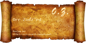 Orr Zoárd névjegykártya